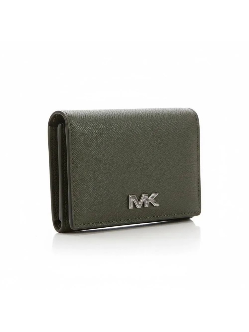 Michael Kors Dark Olive Saffiano Leather Compact Wallet with MK Logo